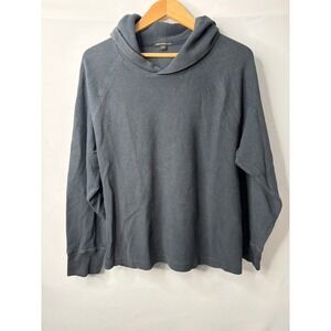 James Perse Charcoal Waffle Knit Cotton Cashmere Hoodie Sweater Sz 2 (M)‎ Luxury